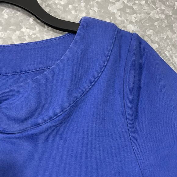 Rafaella Woman's Bright Blue Bow Front Short Sleeve Knit Top - Size XL - Keyhole - Picture 2 of 6